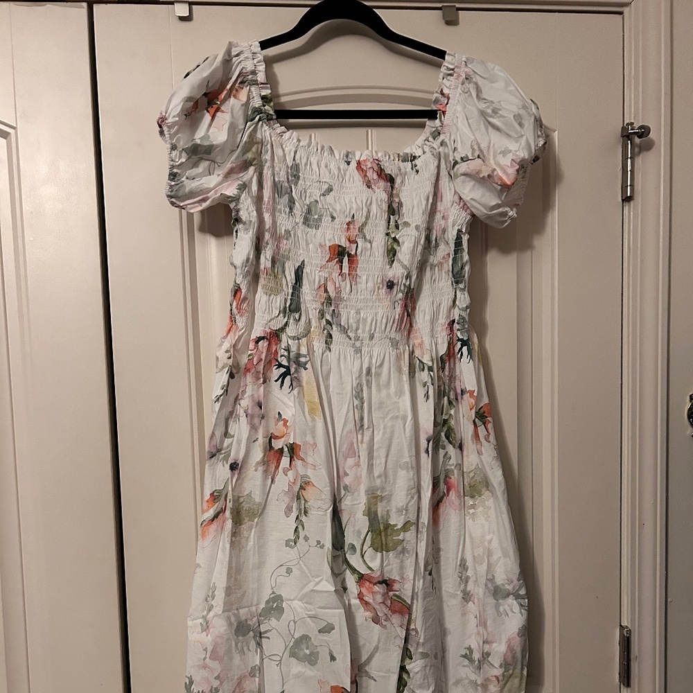 Floral Midi with Puff Sleeves